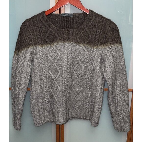 Prada Sweaters - Prada Womens Brown Ombré Cable Knit Wool Blend Pullover Sweater Size 50 IT  14US